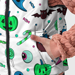 Детский жилет Halloween light green pumpkin - паттерн, цвет: 3D-черный — фото 2