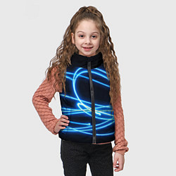 Детский жилет Неоновые голубые волны на черном фоне, цвет: 3D-черный — фото 2
