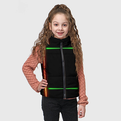 Детский жилет Color black green orange lines / 3D-Черный – фото 3