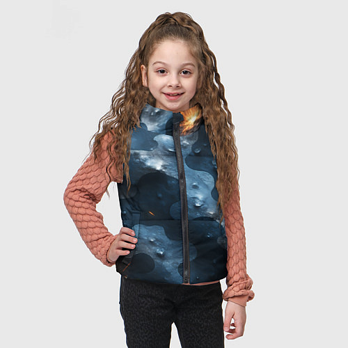 Детский жилет Синий камуфляж с каплями / 3D-Черный – фото 3