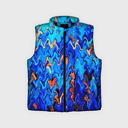 Детский жилет Сине-голубой стекающая абстракция, цвет: 3D-черный