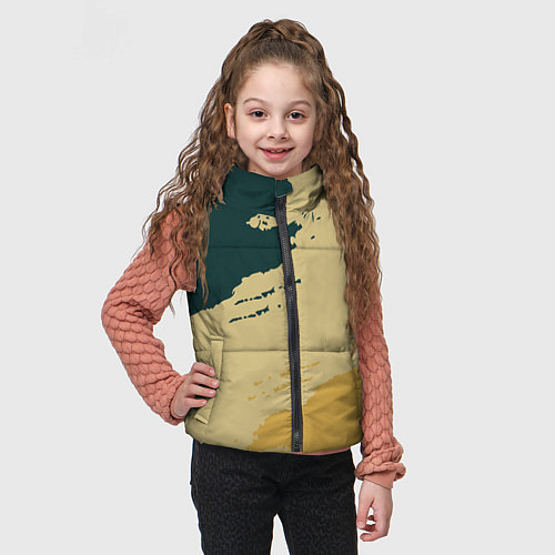 Детский жилет Желто-зеленые абстрактные полосы / 3D-Черный – фото 3