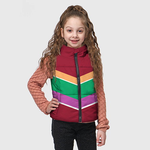 Детский жилет Тёмный красный с полосами / 3D-Черный – фото 3