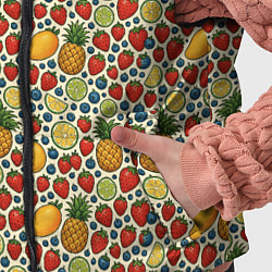 Детский жилет Фрукты и ягоды в паттерне, цвет: 3D-черный — фото 2