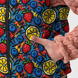 Детский жилет Ягоды и фрукты паттерн, цвет: 3D-черный — фото 2