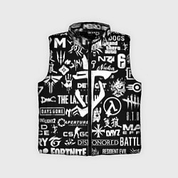 Детский жилет Doom логотипы всех игр, цвет: 3D-черный