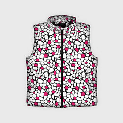 Детский жилет Мелкий красно белый мозаичный узор на черном, цвет: 3D-черный