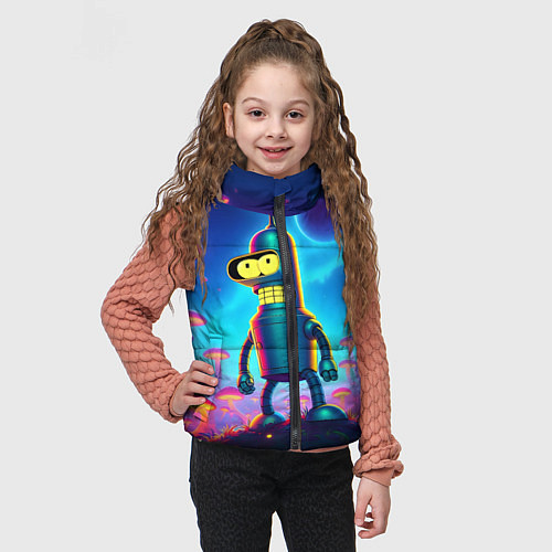 Детский жилет Сынишка Бендера в сказочном лесу светящихся грибов / 3D-Черный – фото 3