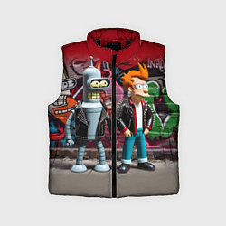 Детский жилет Bender bending robot and Fry - ai art graffiti, цвет: 3D-черный