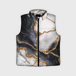 Детский жилет Мрамор белый и черный с золотом, цвет: 3D-черный