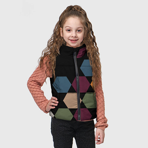 Детский жилет Honeycombs autumn colors / 3D-Черный – фото 3