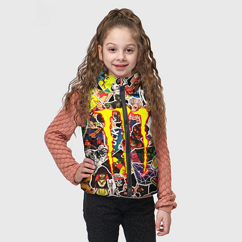 Детский жилет Monster energy stikers logo / 3D-Черный – фото 3