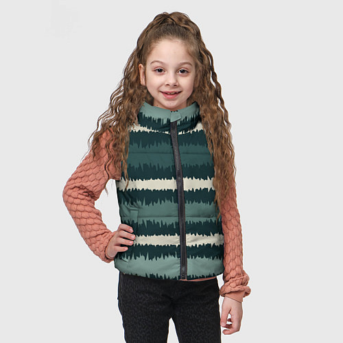 Детский жилет Полосы зигзагообразные зеленые / 3D-Черный – фото 3
