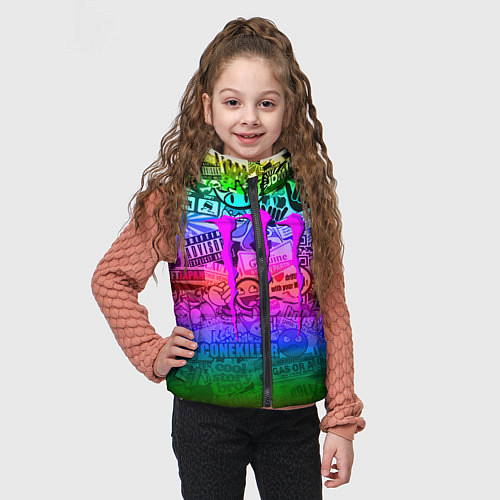 Детский жилет Monster energy неоновые стикеры / 3D-Черный – фото 3