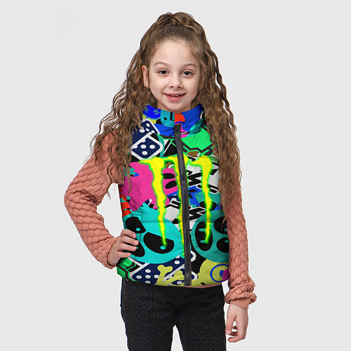 Детский жилет Monster energy стикеры / 3D-Черный – фото 3