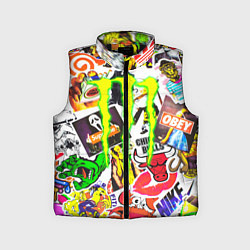 Детский жилет Monster energy стикеры бренды, цвет: 3D-черный