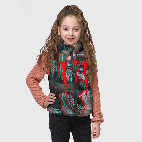 Детский жилет Monster energy glitch / 3D-Черный – фото 3