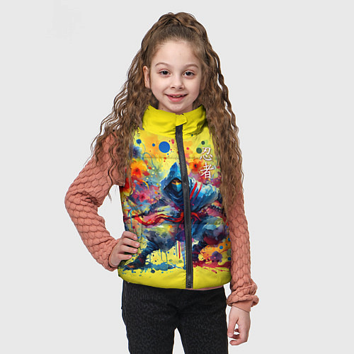 Детский жилет Japanese cool ninja - watercolor fantasy / 3D-Черный – фото 3