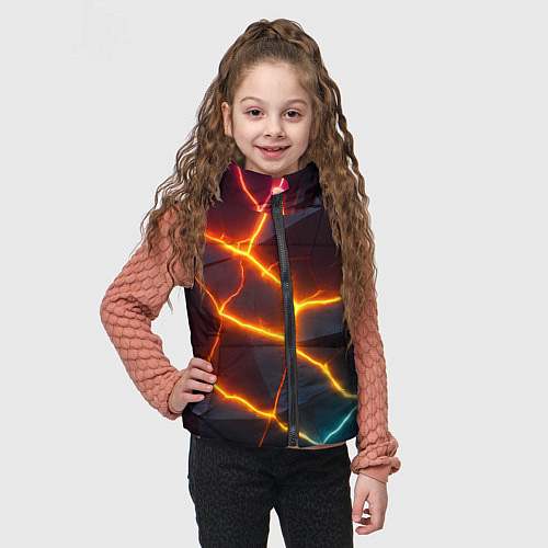 Детский жилет Разноцветный неон из плит / 3D-Черный – фото 3