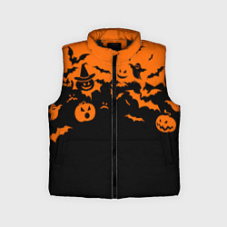 Детский жилет Хэллоуин тыквы и призраки, цвет: 3D-черный