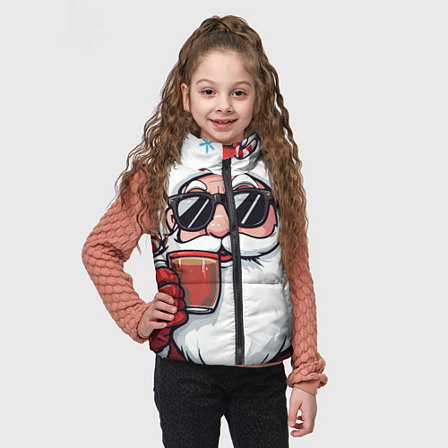 Детский жилет Санта Клаус в стильных солнцезащитных очках / 3D-Красный – фото 3