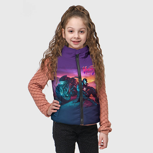 Детский жилет Venom near his motorcycle - ai art fantasy / 3D-Черный – фото 3