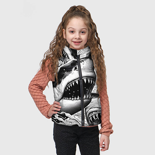 Детский жилет Белая акула - стая / 3D-Черный – фото 3