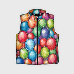 Детский жилет Россыпь новогодних шаров, цвет: 3D-черный