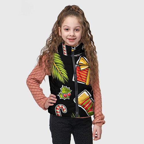 Детский жилет Рождественский вайб / 3D-Черный – фото 3