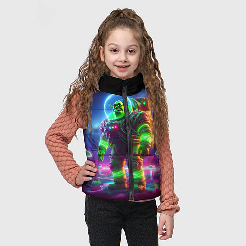 Детский жилет Космонавт Шрук в неоновом скафандре на загадочной / 3D-Черный – фото 3