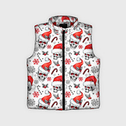 Детский жилет Новогодние черепа, цвет: 3D-красный