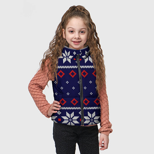 Детский жилет Вязаный новогодний узор / 3D-Черный – фото 3