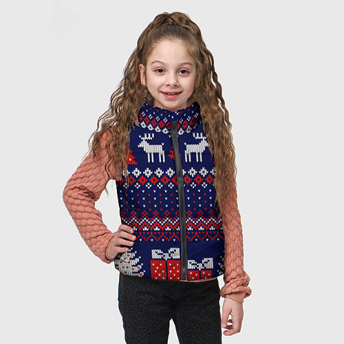 Детский жилет Новогодний вязаный паттерн / 3D-Черный – фото 3