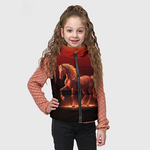Детский жилет Узор с конем огнем / 3D-Черный – фото 3