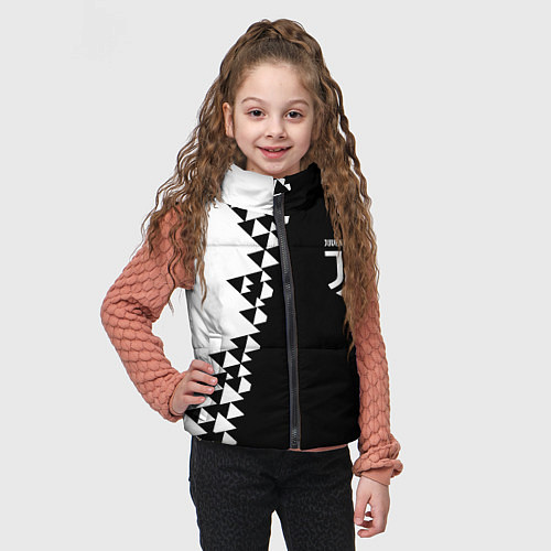Детский жилет Juventus черно белая геометрия текстура / 3D-Черный – фото 3