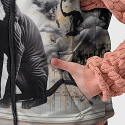 Детский жилет Кошка Корниш-рекс - ретро граффити, цвет: 3D-черный — фото 2