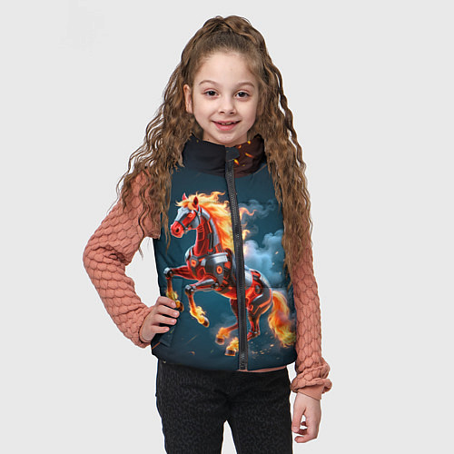 Детский жилет Огненная лошадь киборг / 3D-Черный – фото 3