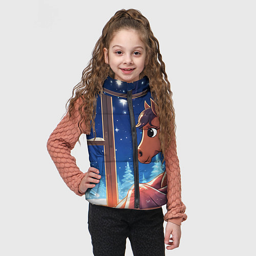 Детский жилет Лошадка зимней звездной ночью / 3D-Черный – фото 3