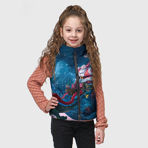 Детский жилет Санта с динозавром / 3D-Черный – фото 3