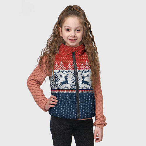 Детский жилет Вязаный узор с оленями / 3D-Черный – фото 3