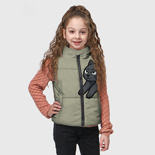 Детский жилет Подозрительно лежачий кот / 3D-Черный – фото 3