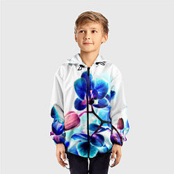 Ветровка с капюшоном детская Фиолетовая орхидея, цвет: 3D-черный — фото 2