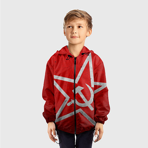 Детская ветровка Флаг СССР: Серп и Молот / 3D-Черный – фото 3