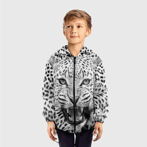 Детская ветровка Белый леопард / 3D-Черный – фото 3