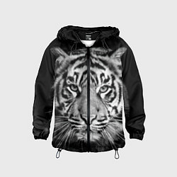 Ветровка с капюшоном детская Мордочка тигра, цвет: 3D-черный