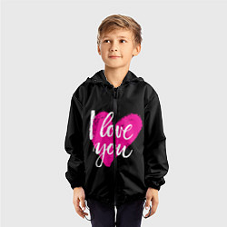 Ветровка с капюшоном детская Valentines Day, I Iove you, цвет: 3D-черный — фото 2