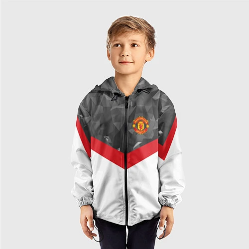 Детская ветровка Man United FC: Grey Polygons / 3D-Черный – фото 3