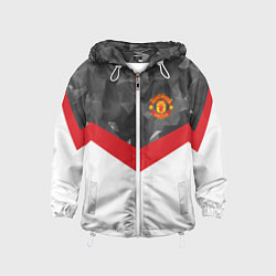 Ветровка с капюшоном детская Man United FC: Grey Polygons, цвет: 3D-белый