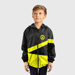 Ветровка с капюшоном детская FC Borussia: Sport Geometry, цвет: 3D-черный — фото 2