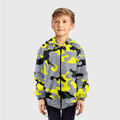 Детская ветровка Yellow & Grey Camouflage / 3D-Черный – фото 3